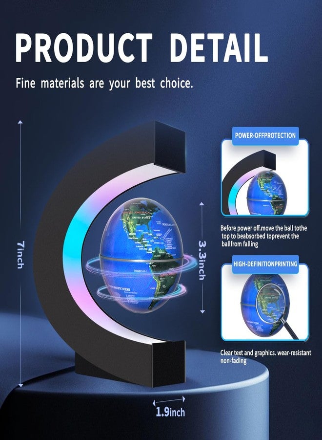 Poojaed Magnetic Levitating Floating Globe with LED Lights, Cool Tech Gadgets Gifts World Globe Lamp for Men Father Teenage Boys Girls, Birthday Gifts Desk Decor for Office Home Display - Image 2